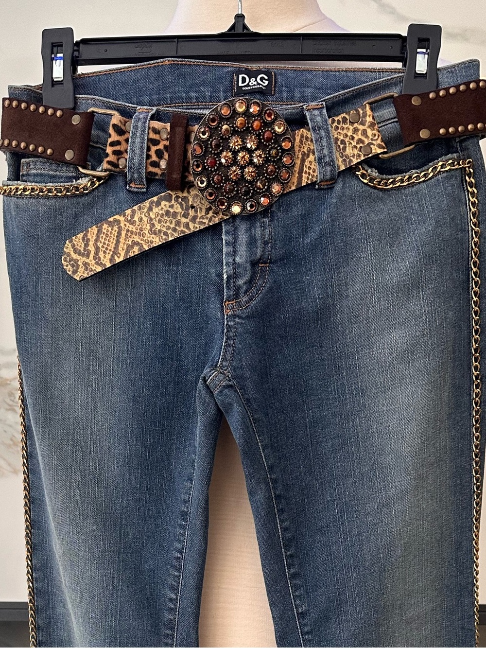 Vintage Leatherock Animal Print Leather Belt